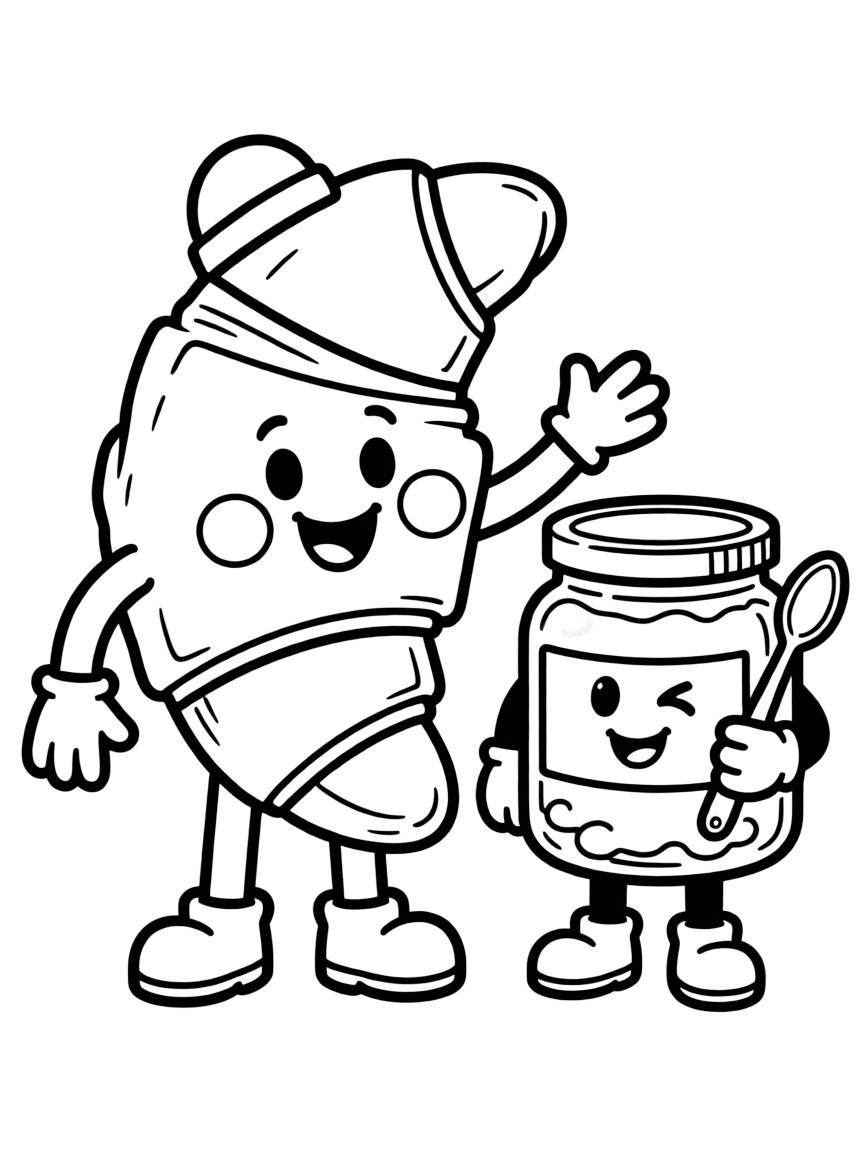Croissant with butter friend and jam jar companion