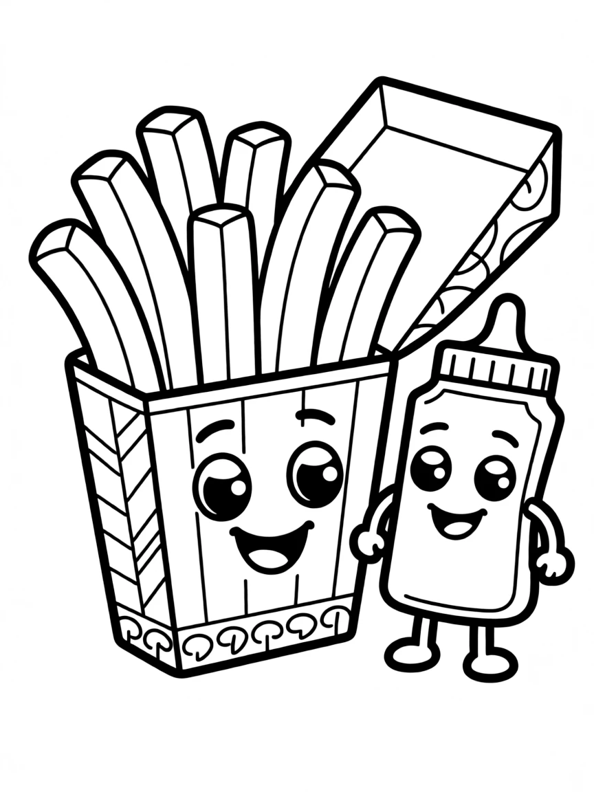 French fries in a box with ketchup packet friend