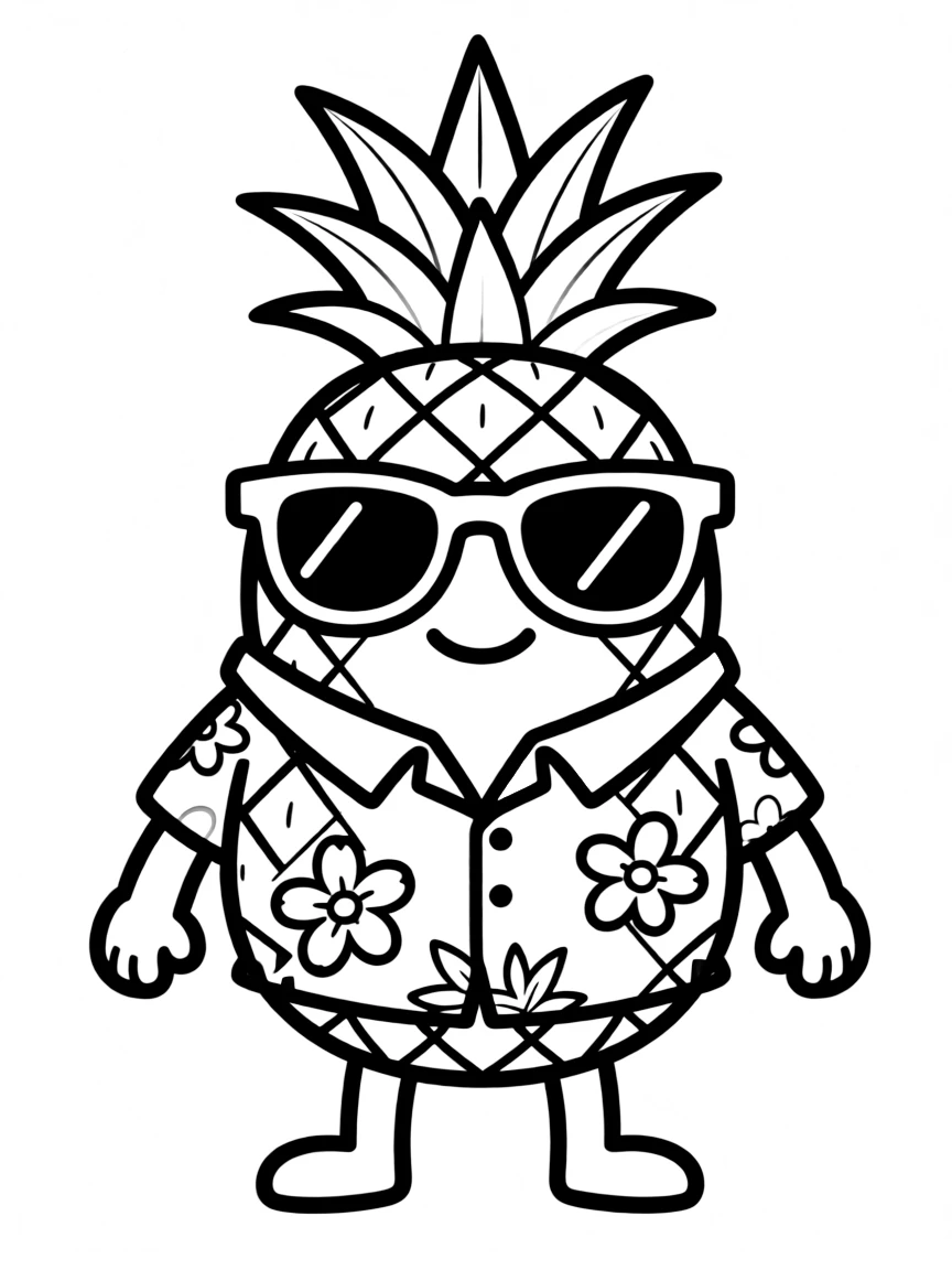 Pineapple wearing sunglasses and a tropical shirt