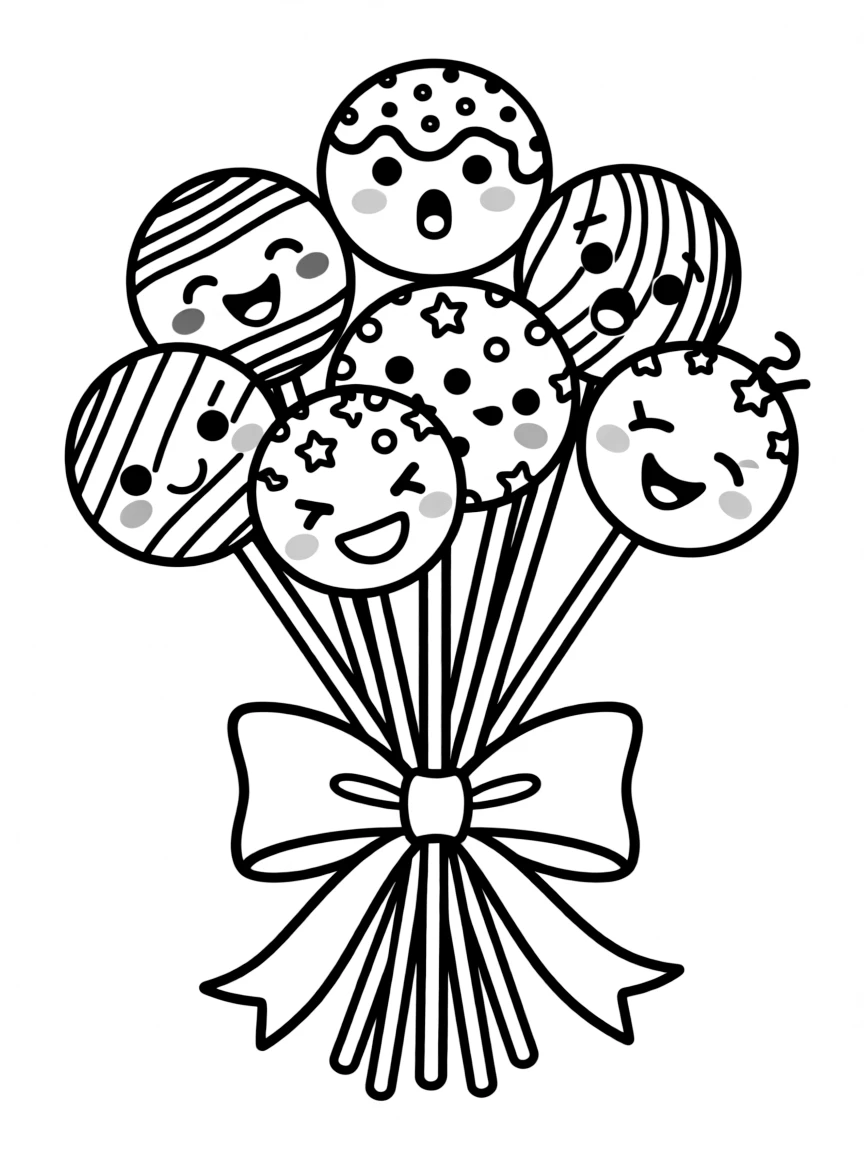 Adorable cake pop bouquet with different expressions