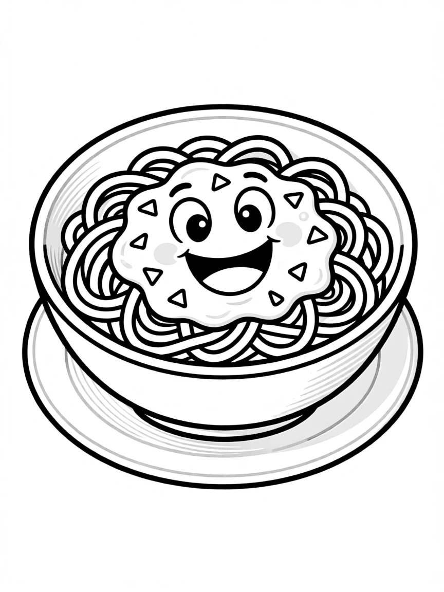 Happy pasta dish with sauce smile and parmesan sprinkle