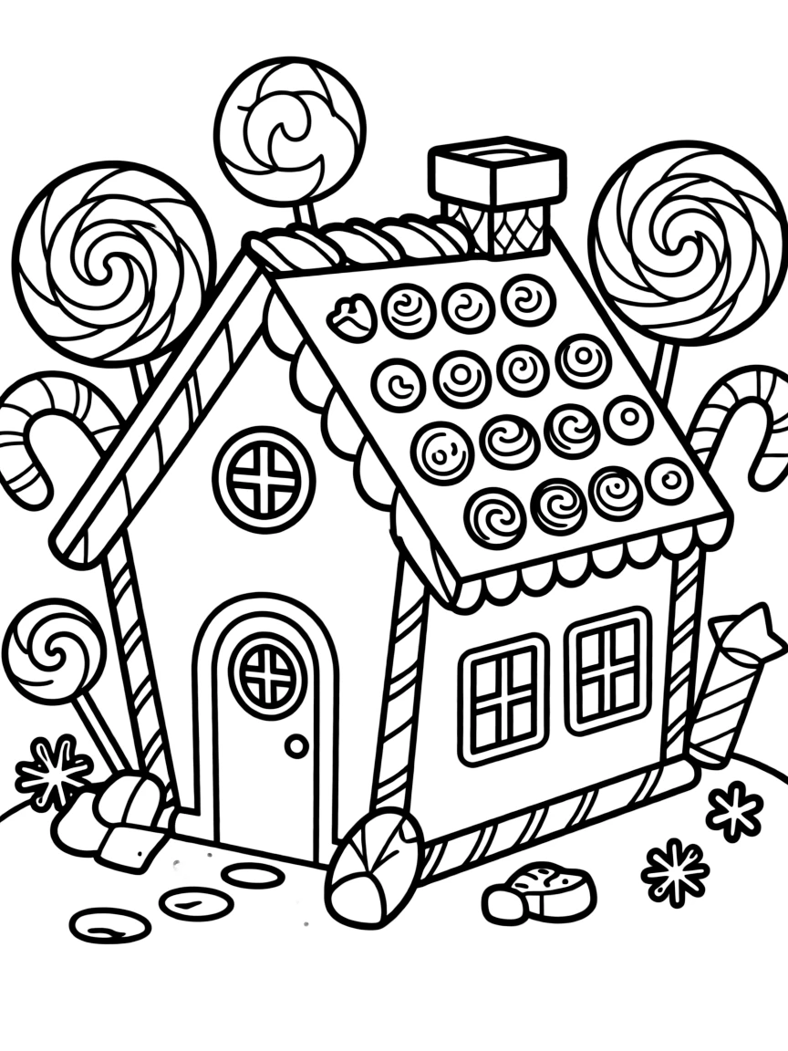Adorable gingerbread house with candy decorations