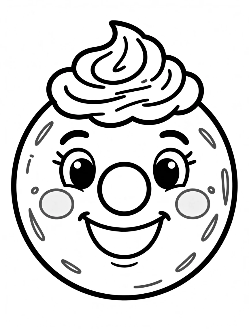Happy bagel with cream cheese hair and berry jam blush
