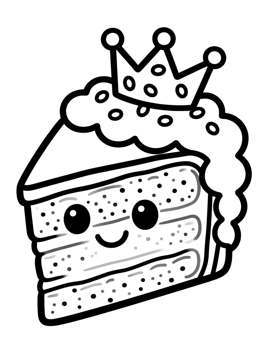 Adorable cake slice with frosting hair and sprinkle crown