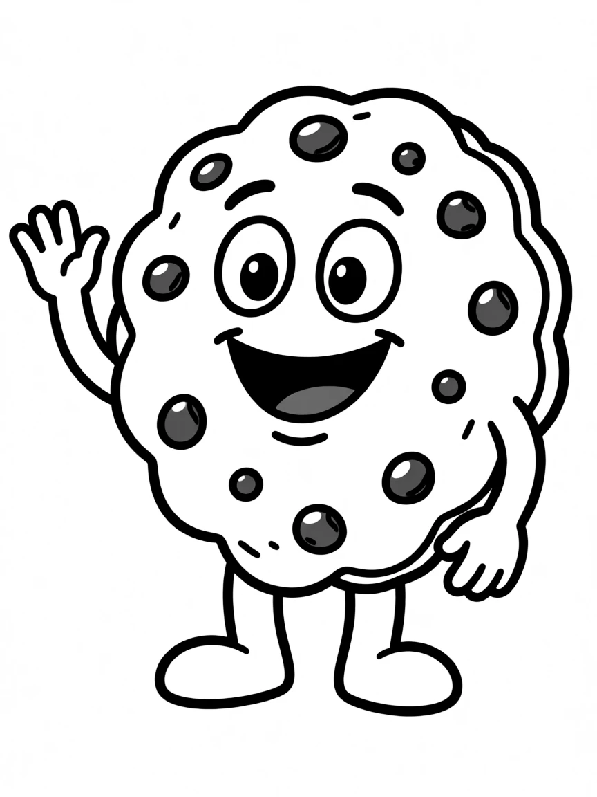 Smiling cookie with chocolate chip polka dots