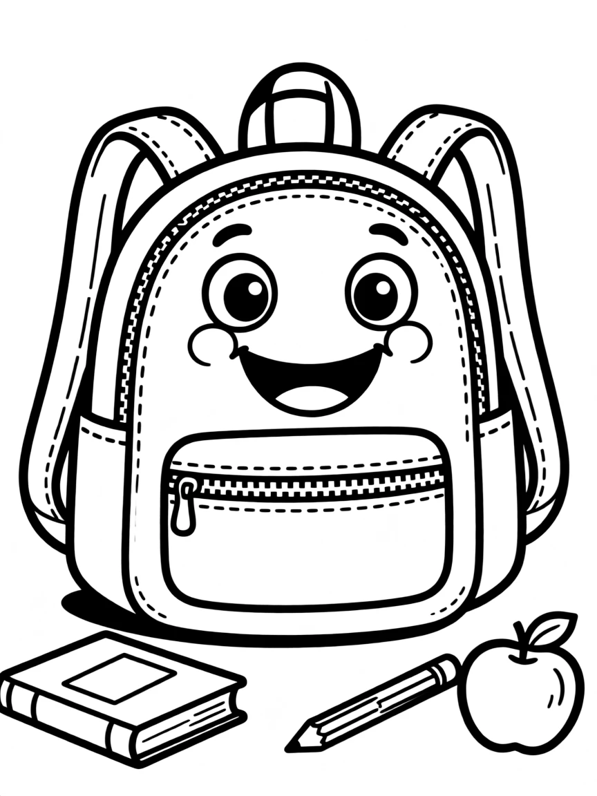 Cheerful backpack with pocket eyes and zipper smile