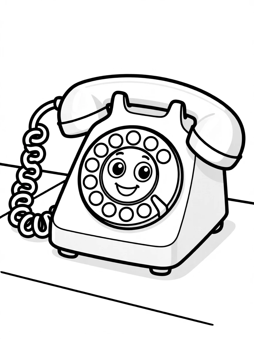 Cute telephone with cord arms and dial pad buttons