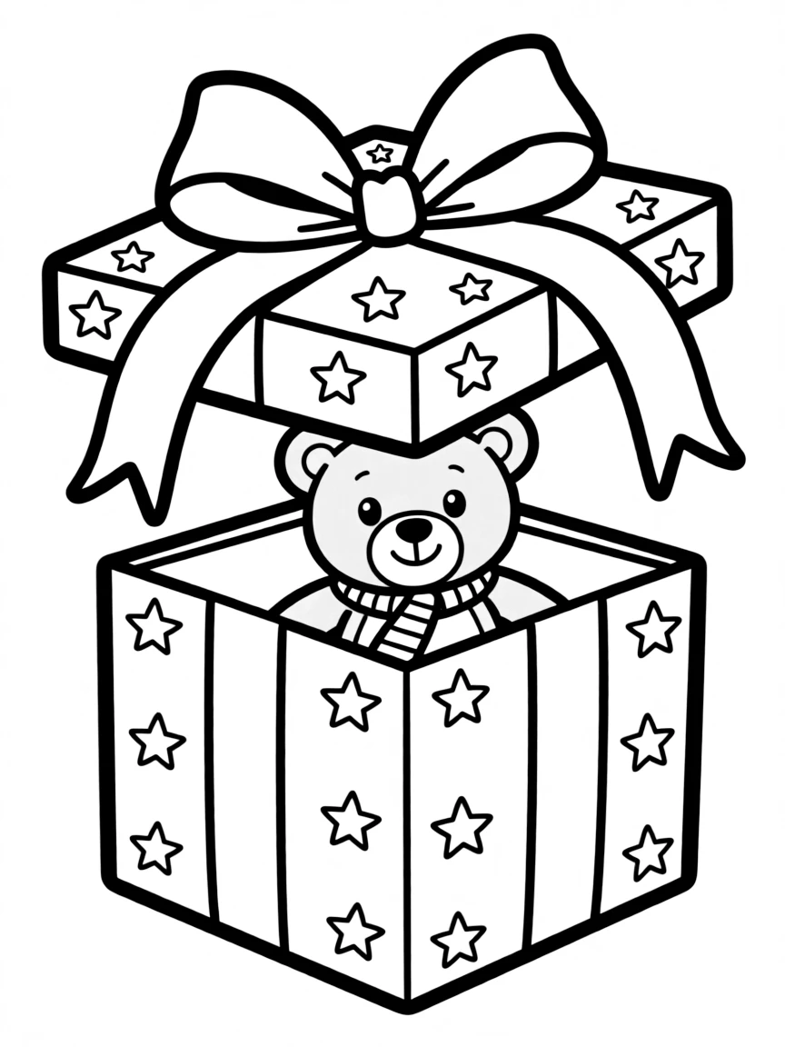 Adorable gift box with ribbon bow and surprise inside