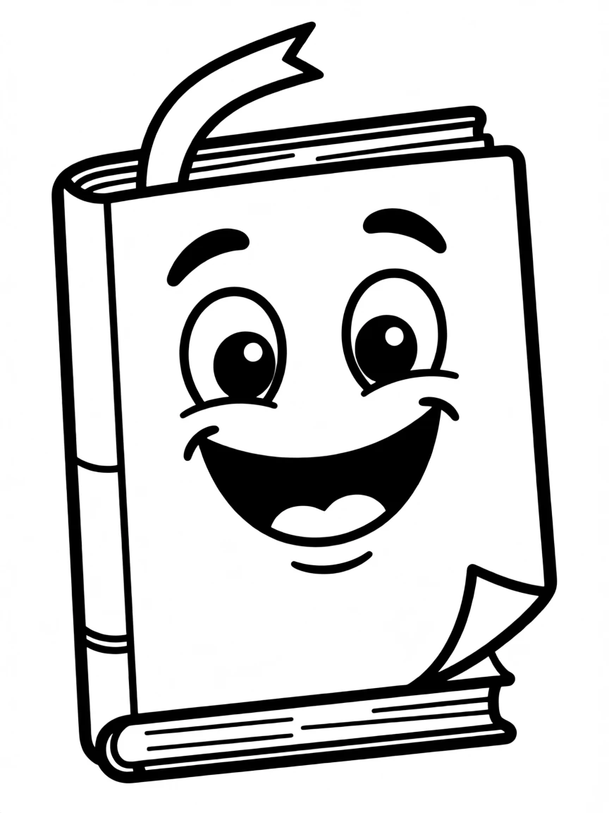 Happy book with bookmark and page corner curl