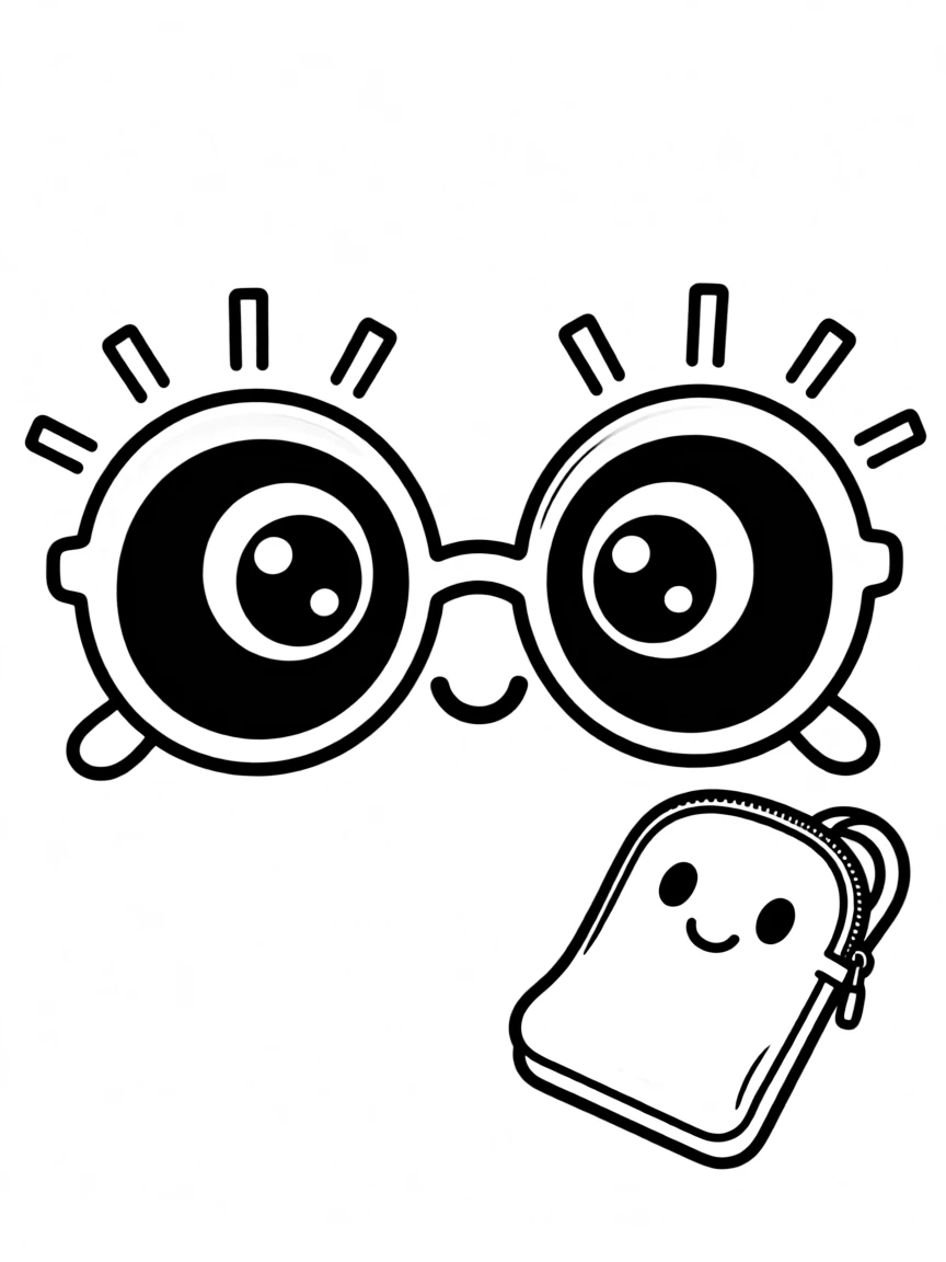 Kawaii sunglasses with sun rays and case friend