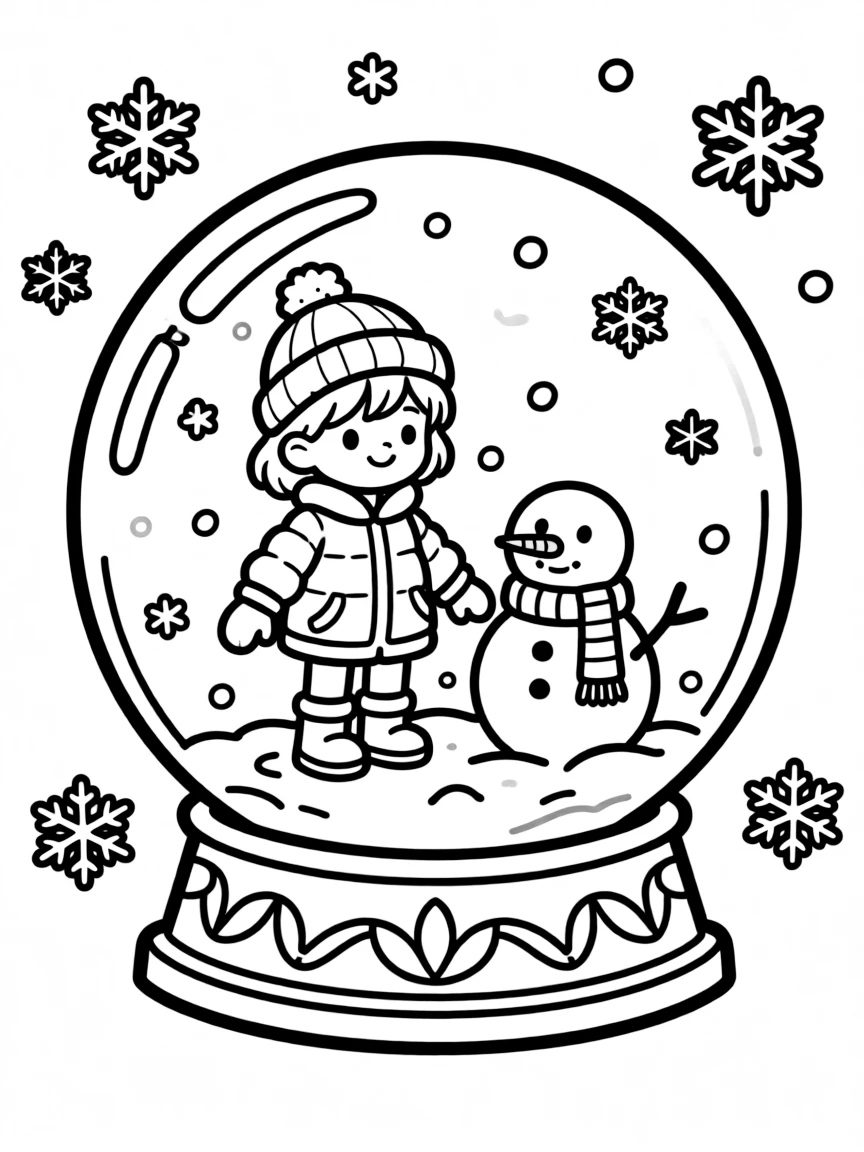 Happy snow globe with tiny character scene inside