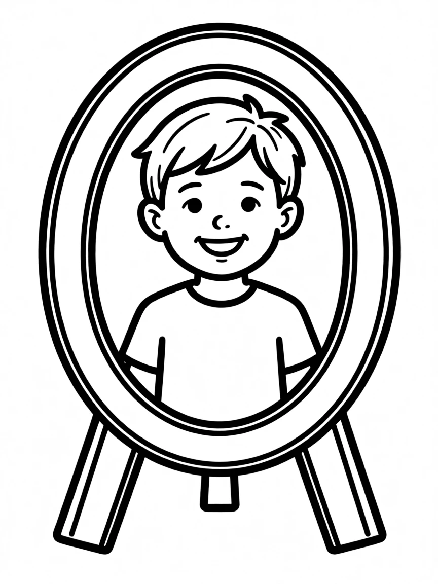 Smiling photo frame with picture friend and stand legs
