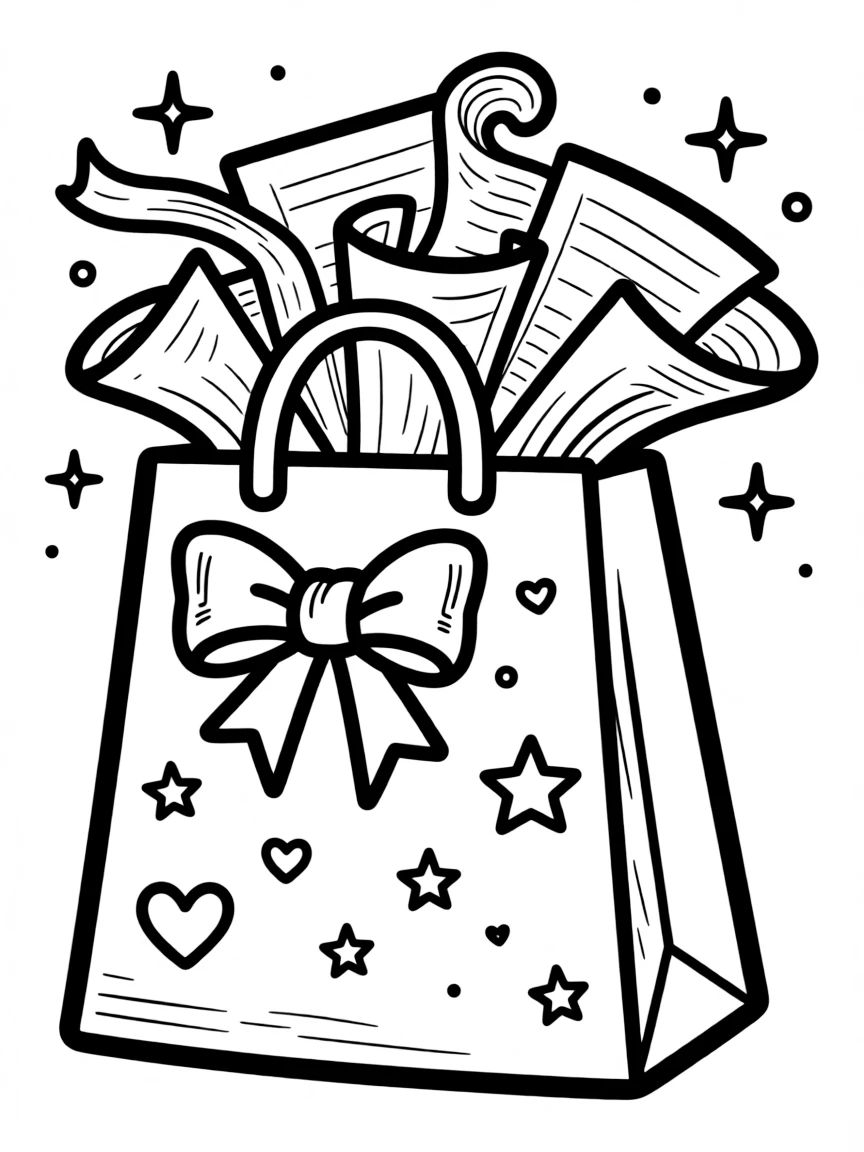 Happy gift bag with tissue paper and bow tie