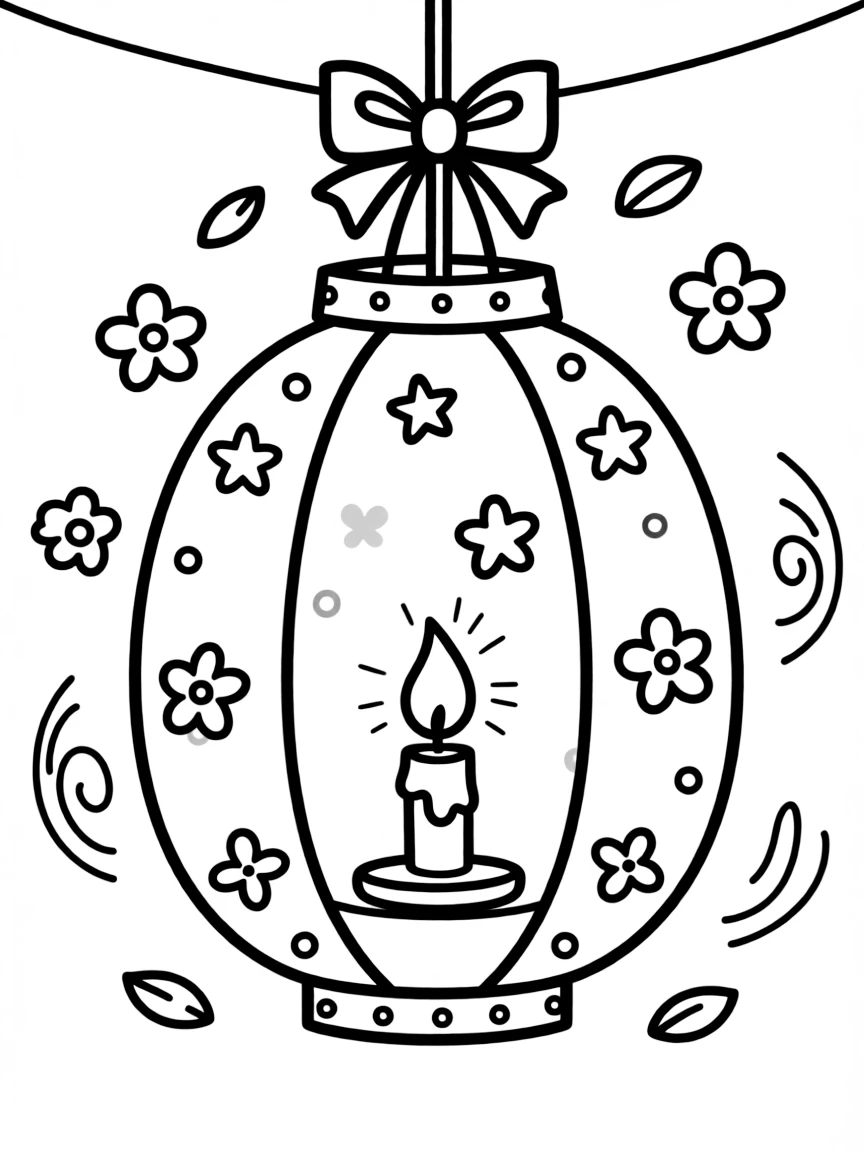 Adorable paper lantern with candle glow and festival