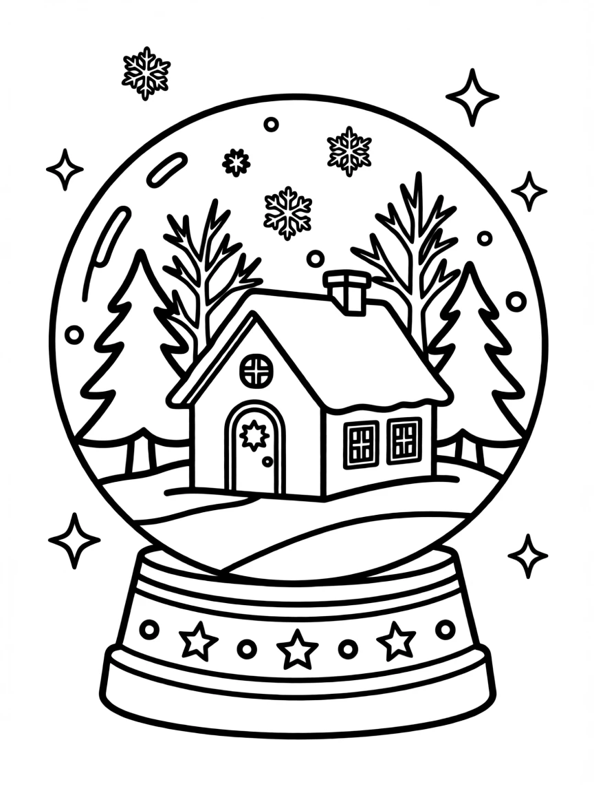 Cute snow globe with winter scene and glitter