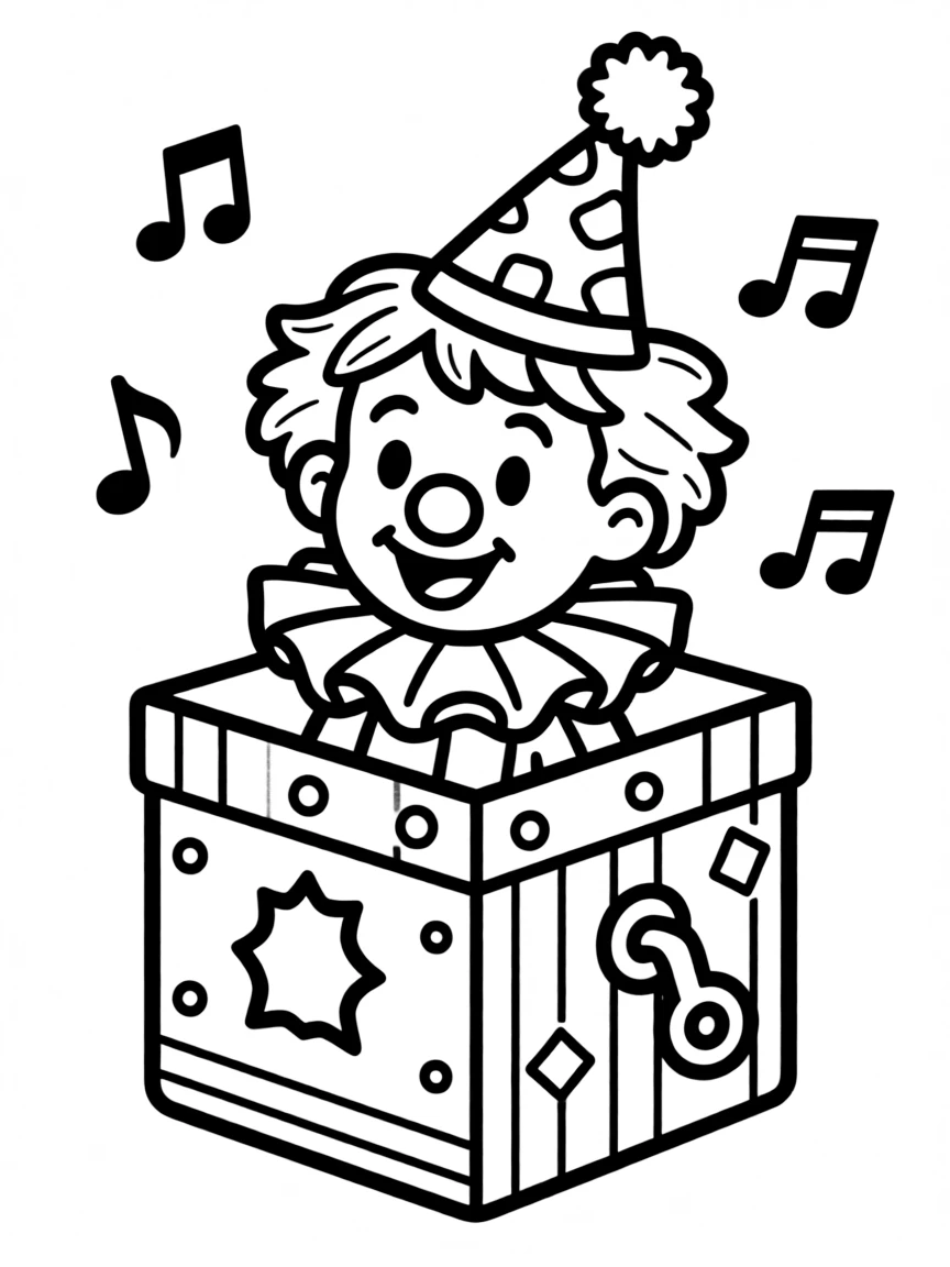 Adorable jack-in-the-box with surprise pop and music