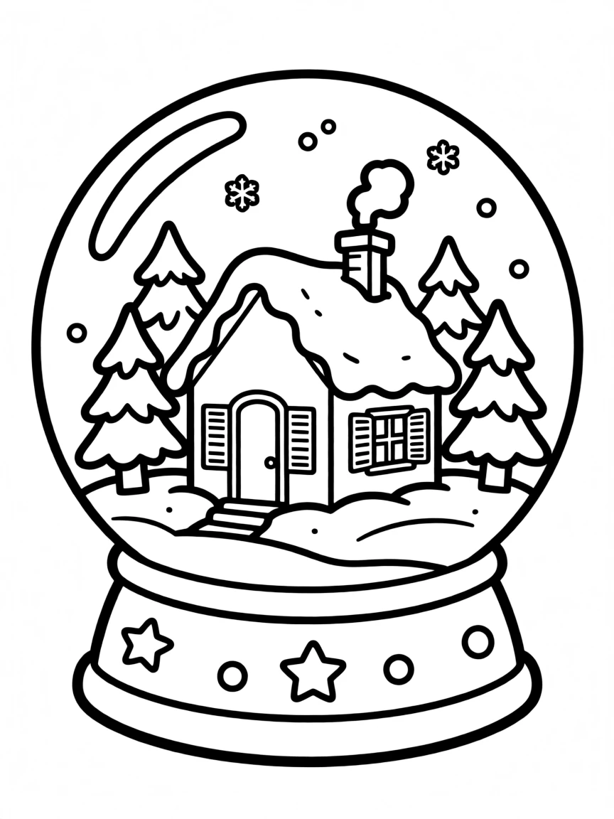 Adorable toy snow globe with winter scene inside