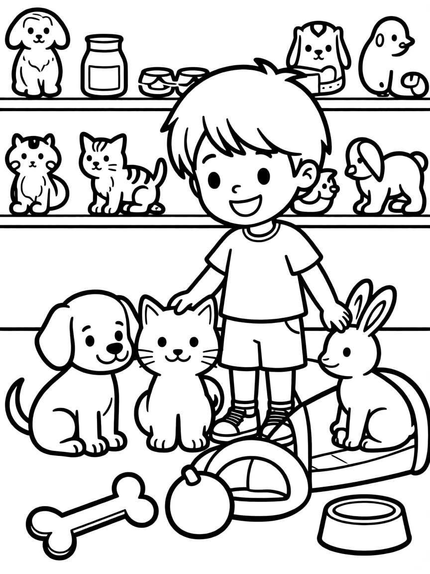 Adorable toy pet shop with animal and accessory friends