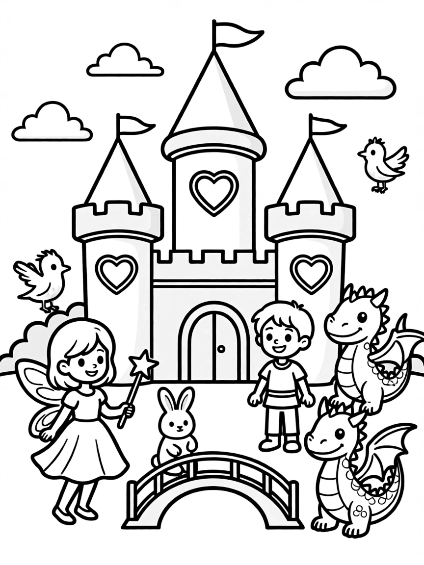 Adorable toy fairy tale castle with character and story friends