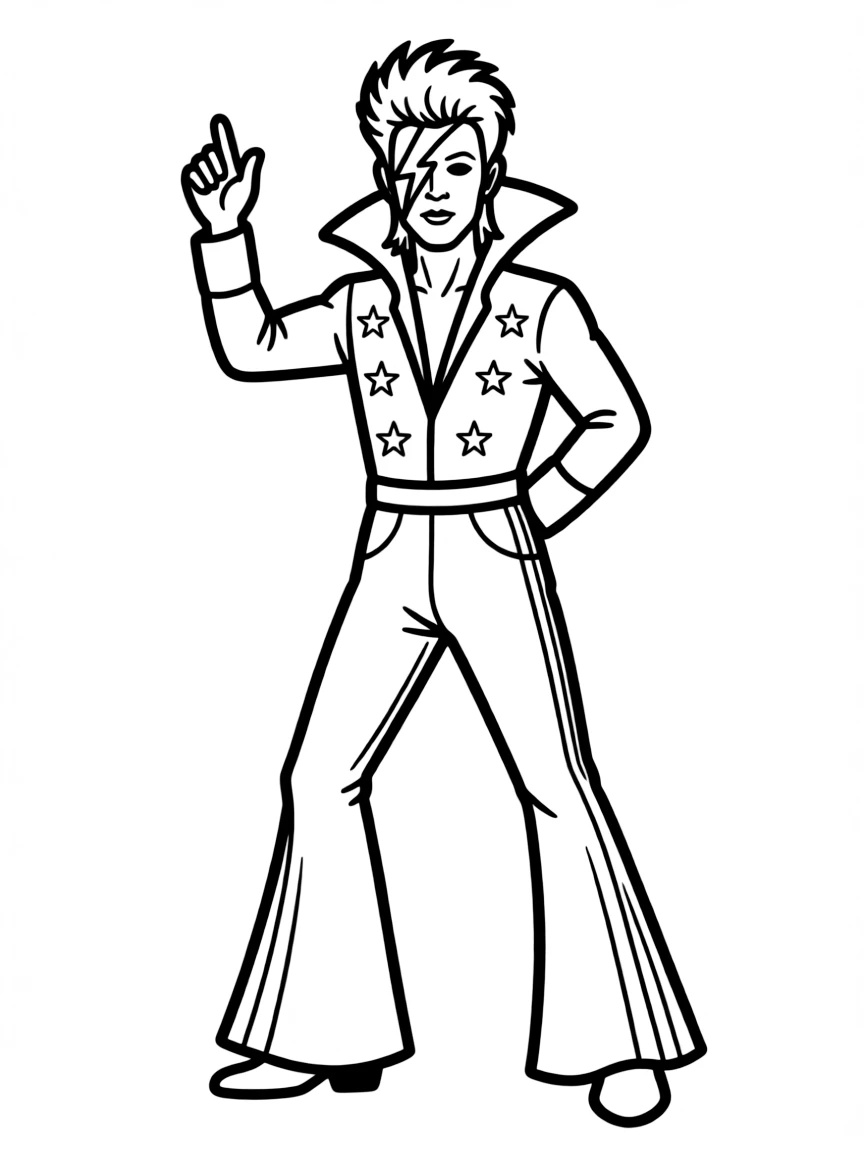 David Bowie as Ziggy Stardust with lightning bolt face paint