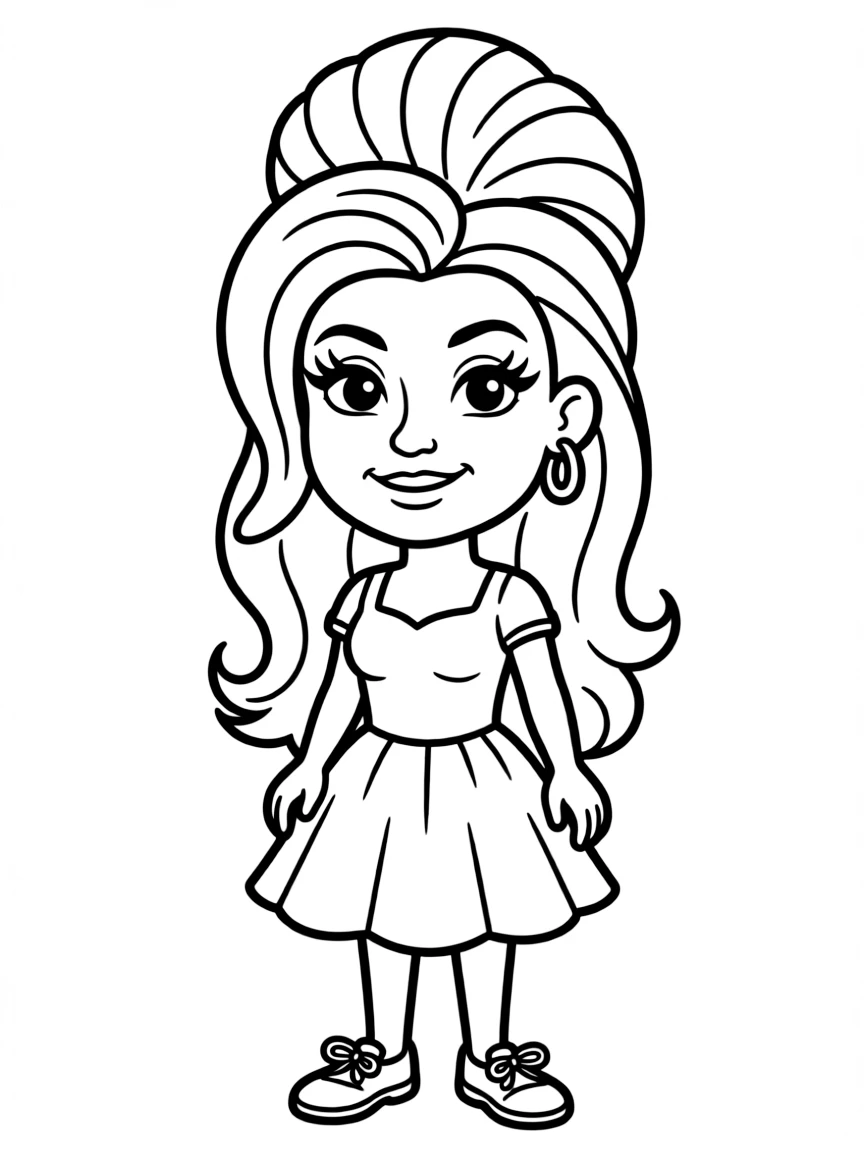 Amy Winehouse with beehive hairstyle and winged eyeliner