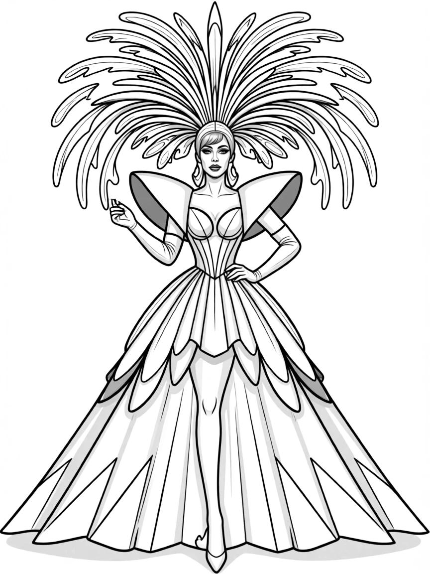 Lady Gaga in avant-garde costume with elaborate headpiece