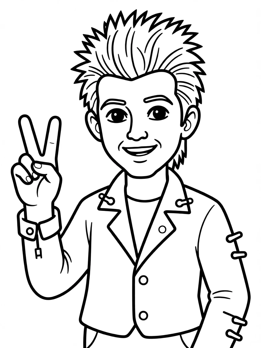 Johnny Rotten with spiky hair and safety pins