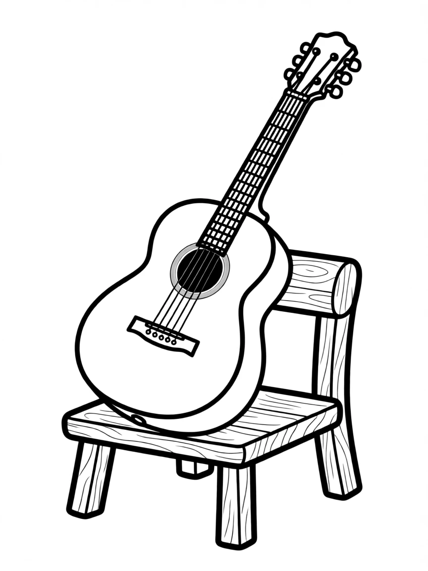 Classical guitar with nylon strings and footstool