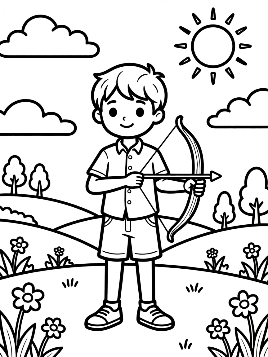 Fiddle with country scene and bow