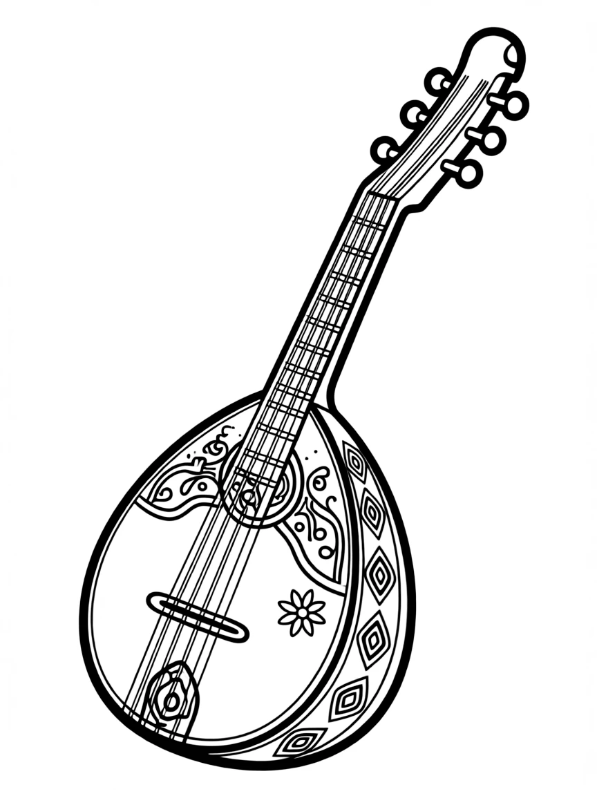 Baglama with Turkish decorative elements
