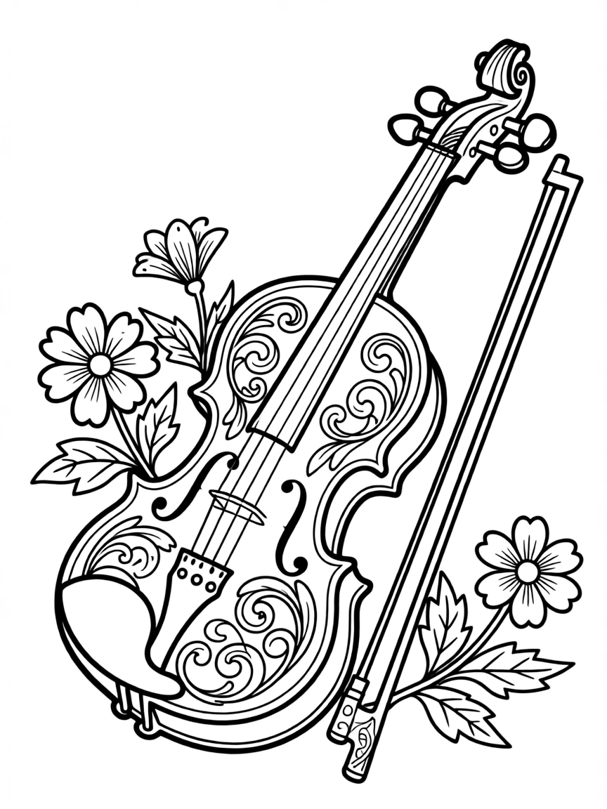 Hardanger fiddle with Norwegian rosemaling