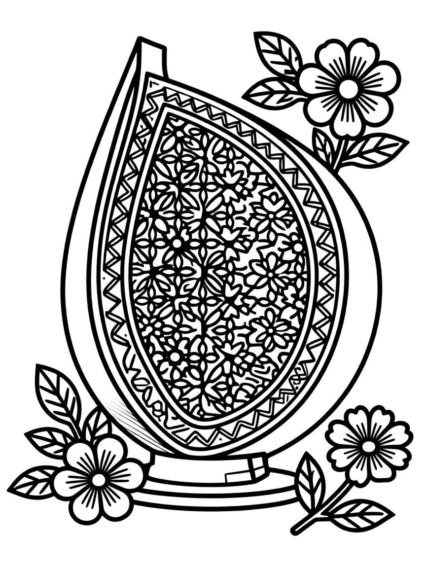 Bandura with Ukrainian folk patterns