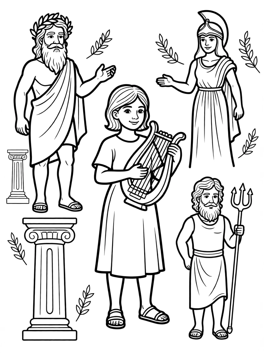 Lyra with mythological Greek figures