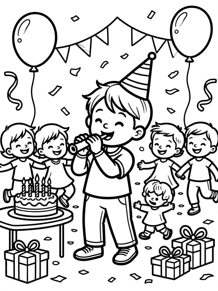 Kazoo with whimsical party scene