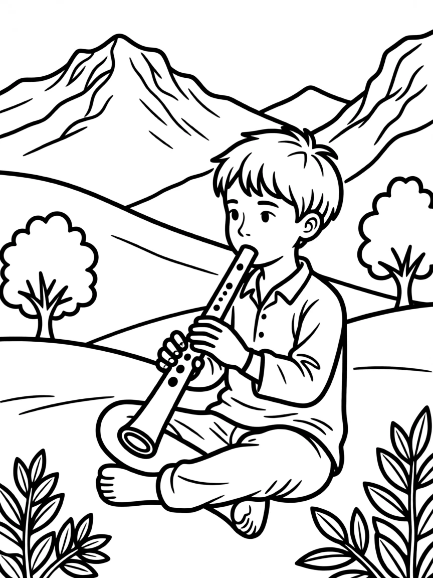 Duduk with Armenian mountain scene