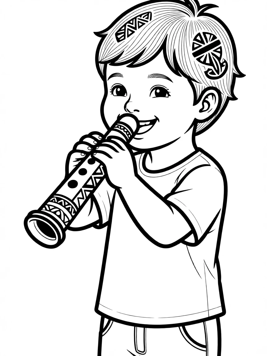 Nose flute with Polynesian decorations