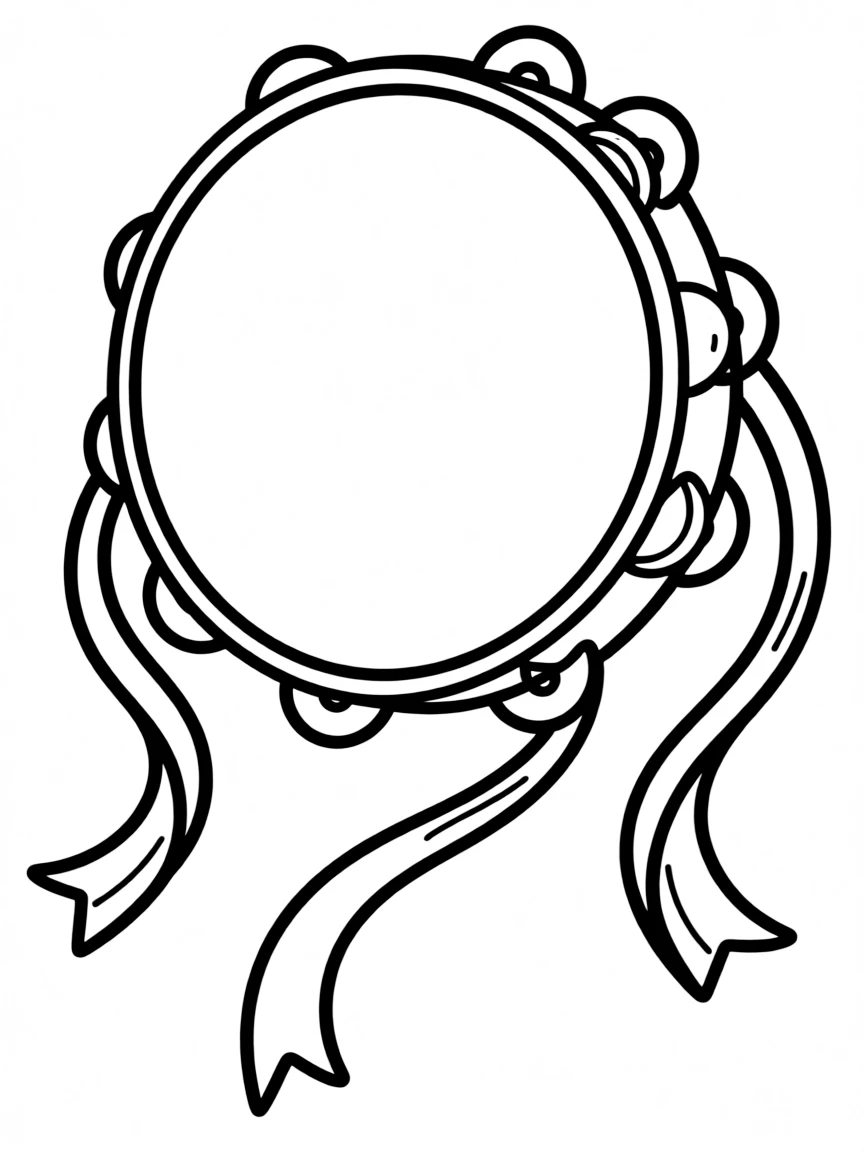 Tambourine with ribbon decorations and jingles