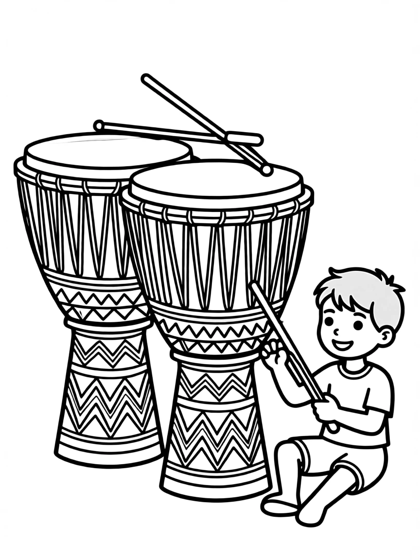 Bongos with Afro-Cuban decorative elements