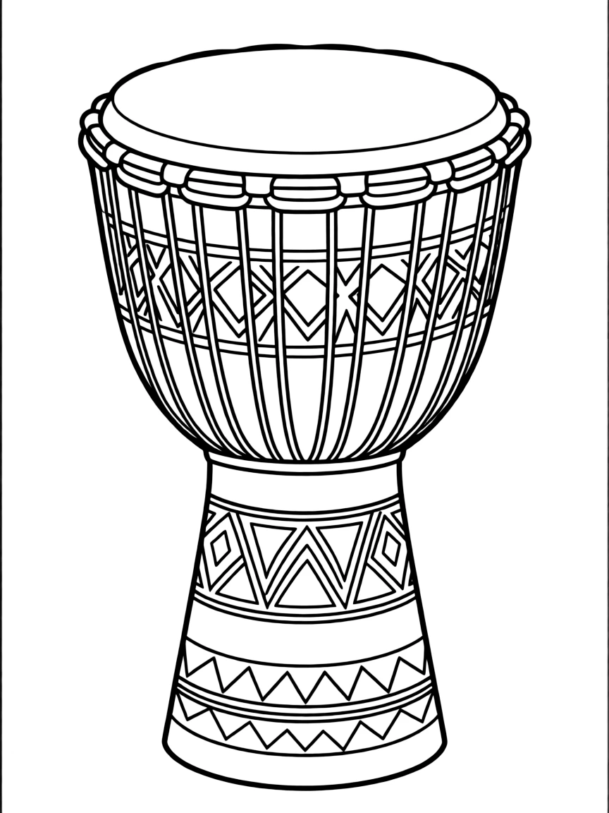 Djembe with African carved patterns