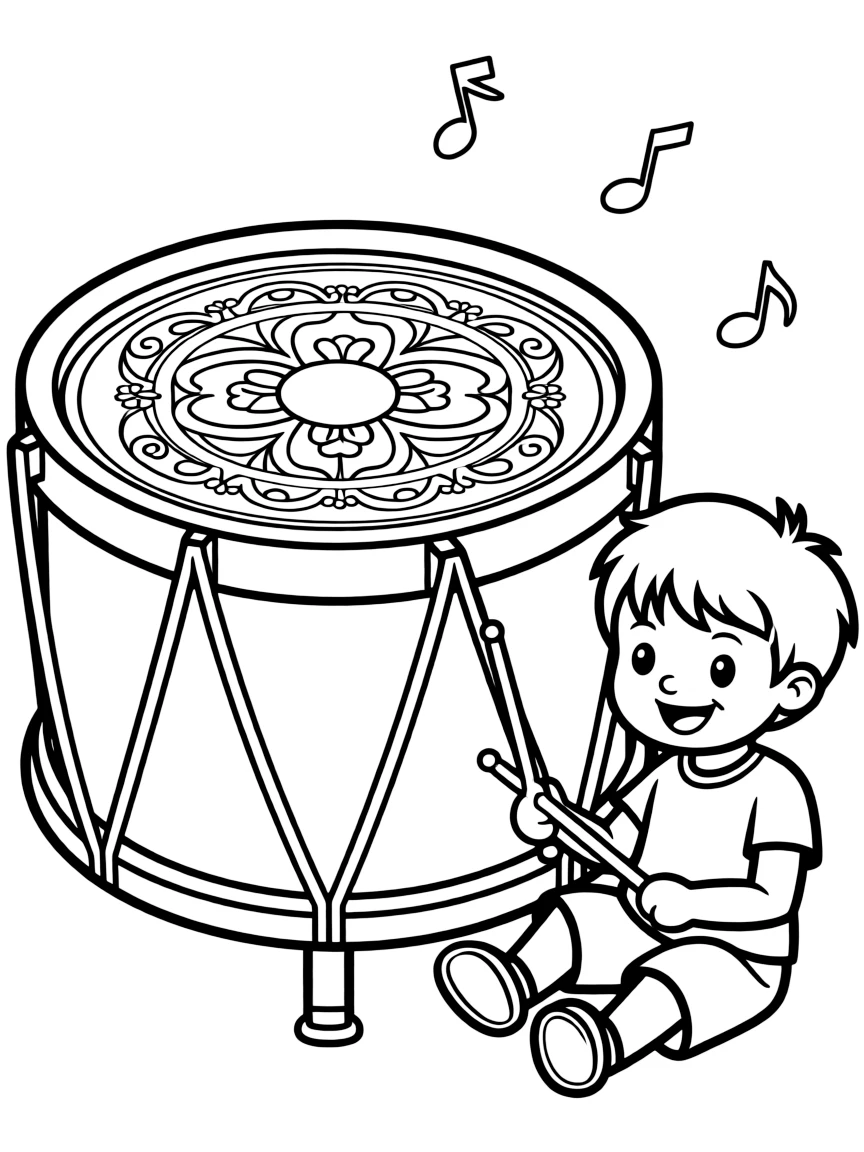 Bass drum with ornate head design
