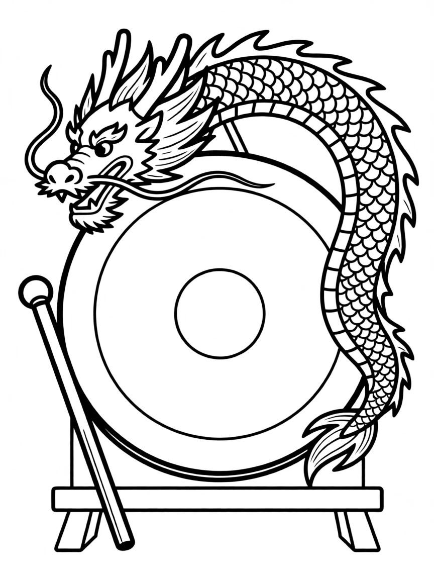 Gong with Chinese dragon motif