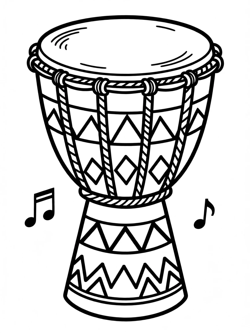 Talking drum with West African symbols