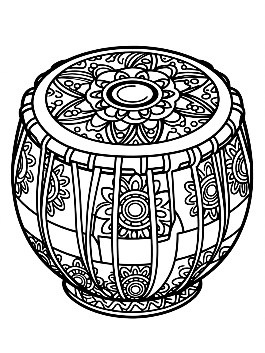 Tabla with Indian mandala designs