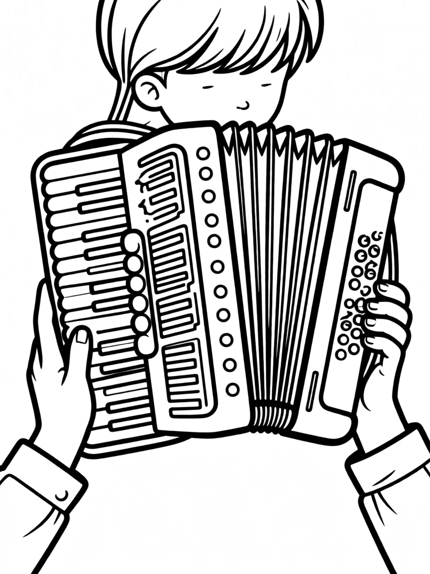 Accordion with decorative bellows and buttons
