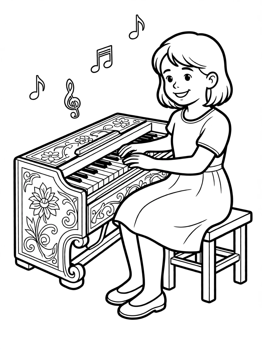 Virginal with decorative case painting