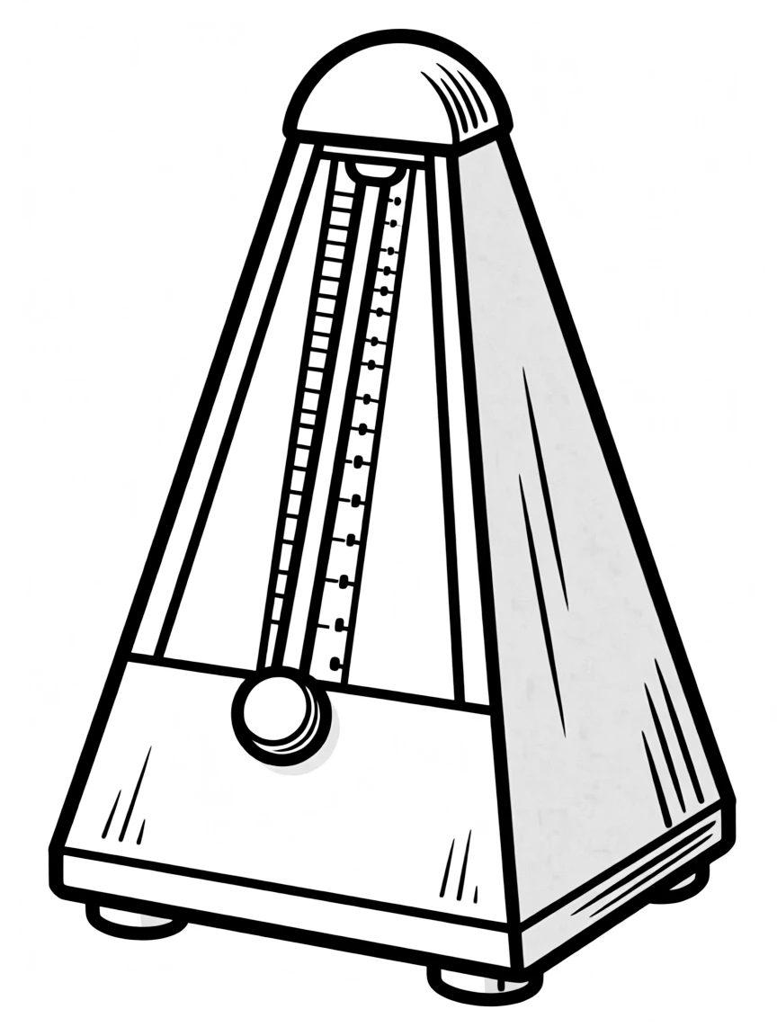 Metronome with pendulum and tempo markings