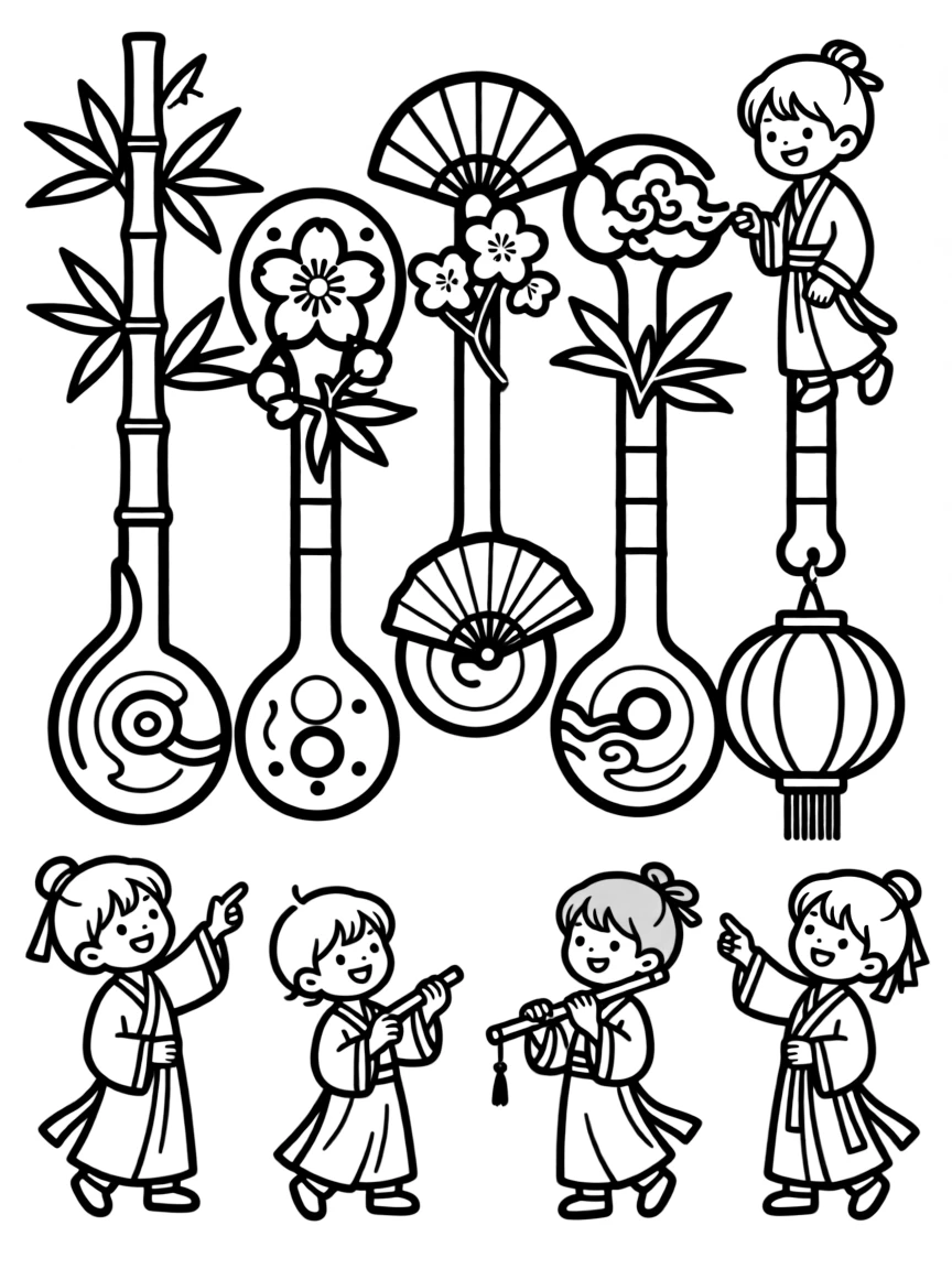Pentatonic scale with Asian-inspired design