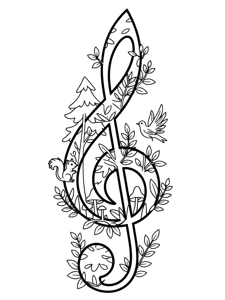 Alto clef with forest design