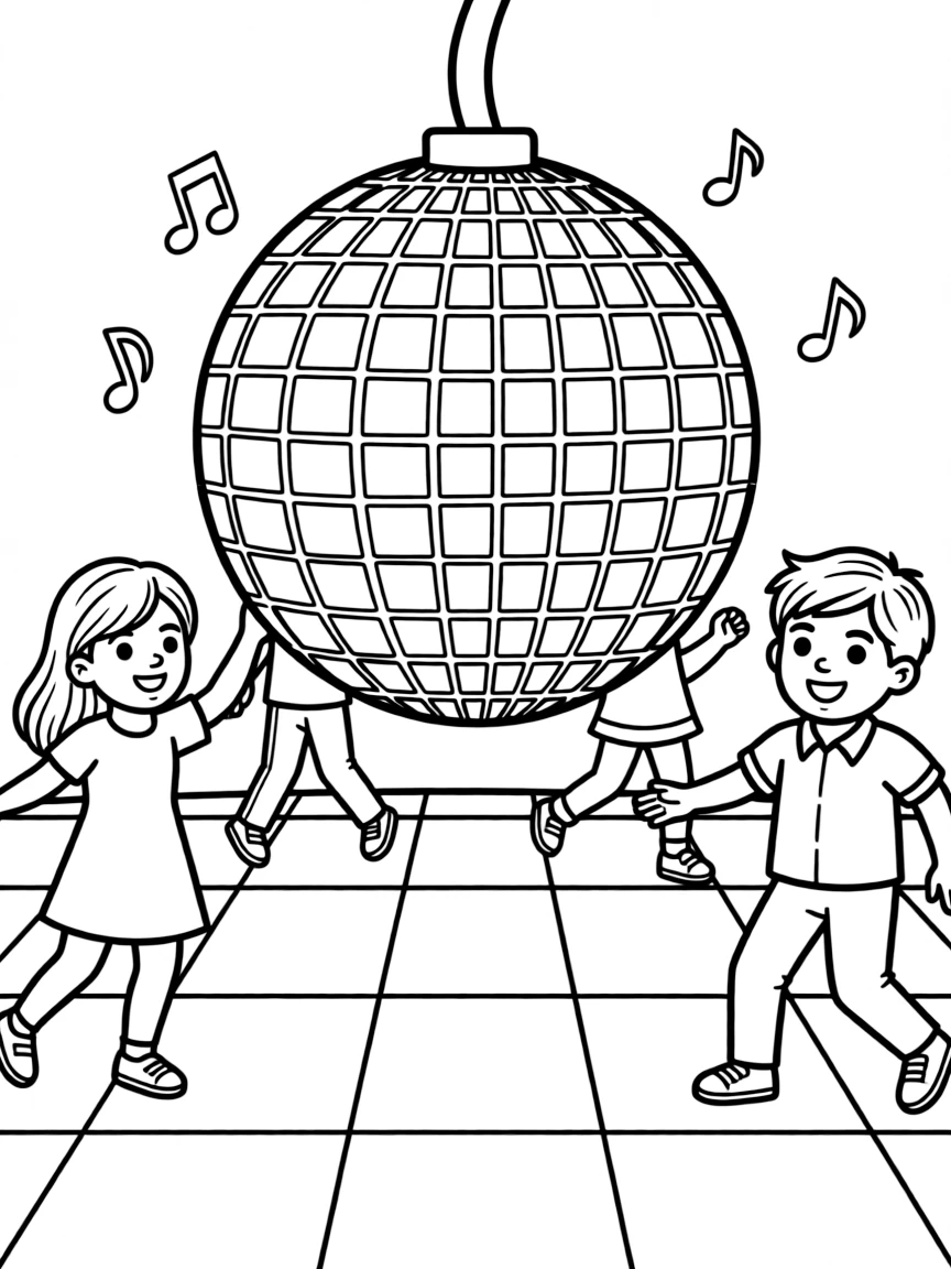 Disco dance floor with mirror ball