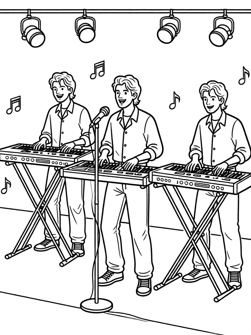 New wave 80s concert with synthesizers